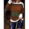 image:imageDokotoo Womens Sweaters Striped Fall Winter Outfits 2025 Crewneck Drawstring Color Block Fashion ClothingCoffee