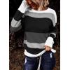image:imageDokotoo Womens Sweaters Striped Fall Winter Outfits 2025 Crewneck Drawstring Color Block Fashion ClothingGray