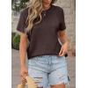 image:imageDokotoo Womens Tops Dressy Casual Summer Crewneck Short Sleeve Sweaters Knit Solid Trendy Hollow Out Shirts BlousesBrown