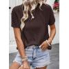 image:imageDokotoo Womens Tops Dressy Casual Summer Crewneck Short Sleeve Sweaters Knit Solid Trendy Hollow Out Shirts BlousesBrown
