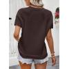 image:imageDokotoo Womens Tops Dressy Casual Summer Crewneck Short Sleeve Sweaters Knit Solid Trendy Hollow Out Shirts BlousesBrown