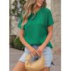 image:imageDokotoo Womens Tops Dressy Casual Summer Crewneck Short Sleeve Sweaters Knit Solid Trendy Hollow Out Shirts BlousesDark Green