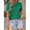 image:imageDokotoo Womens Tops Dressy Casual Summer Crewneck Short Sleeve Sweaters Knit Solid Trendy Hollow Out Shirts BlousesDark Green
