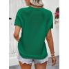 image:imageDokotoo Womens Tops Dressy Casual Summer Crewneck Short Sleeve Sweaters Knit Solid Trendy Hollow Out Shirts BlousesDark Green