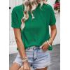 image:imageDokotoo Womens Tops Dressy Casual Summer Crewneck Short Sleeve Sweaters Knit Solid Trendy Hollow Out Shirts BlousesDark Green
