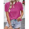 image:imageDokotoo Womens Tops Dressy Casual Summer Crewneck Short Sleeve Sweaters Knit Solid Trendy Hollow Out Shirts BlousesHot Pink