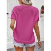 image:imageDokotoo Womens Tops Dressy Casual Summer Crewneck Short Sleeve Sweaters Knit Solid Trendy Hollow Out Shirts BlousesHot Pink