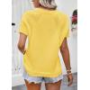 image:imageDokotoo Womens Tops Dressy Casual Summer Crewneck Short Sleeve Sweaters Knit Solid Trendy Hollow Out Shirts BlousesYellow