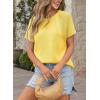 image:imageDokotoo Womens Tops Dressy Casual Summer Crewneck Short Sleeve Sweaters Knit Solid Trendy Hollow Out Shirts BlousesYellow
