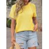image:imageDokotoo Womens Tops Dressy Casual Summer Crewneck Short Sleeve Sweaters Knit Solid Trendy Hollow Out Shirts BlousesYellow