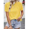 image:imageDokotoo Womens Tops Dressy Casual Summer Crewneck Short Sleeve Sweaters Knit Solid Trendy Hollow Out Shirts BlousesYellow