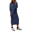 image:imageDokotoo 2 Piece Sets for Women Sweater Dress Knit Travel Outfits Winter Dresses Skirt SetBlue