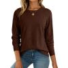 image:imageDokotoo Sweaters for Women Long Sleeve Wool Blend Crewneck Diamond Hollow Out Lightweight Soft Fall Pullover Sweater TopsBrown