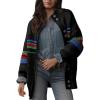 image:imageDokotoo Womens Cardigan Sweaters Long Sleeve Casual Striped Color Block Cable Knit Fall Outfits with PocketsBlack