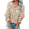 image:imageDokotoo Womens Fall Sweaters V Neck Crochet Hollow Out 2025 Trendy Casual Winter Pullover SweatersApricot