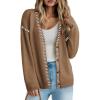 image:imageDokotoo Womens Oversized Cardigan Sweaters Casual Coats Long Sleeve Button Front Stripes Trim Fall OutfitsCamel