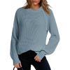 image:imageDokotoo Womens Oversized Cozy Sweaters 2025 Long Sleeve Waffle Knit Casual Chunky Pullover Sweater Winter ClothesBlue