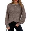 image:imageDokotoo Womens Oversized Cozy Sweaters 2025 Long Sleeve Waffle Knit Casual Chunky Pullover Sweater Winter ClothesDark Brown