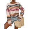 image:imageDokotoo Womens Striped Casual Sweaters 2025 Fall Trendy Loose Fit Knit Pullover TopsBeige