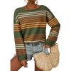 image:imageDokotoo Womens Striped Casual Sweaters 2025 Fall Trendy Loose Fit Knit Pullover TopsVineyard Green