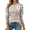 image:imageDokotoo Womens Sweaters 2025 Long Sleeve Crewneck Casual Tops Lightweight Wool Pullover Jumper ShirtsGray