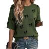 image:imageDokotoo Womens Sweaters Casual Creweck Short Sleeve Cotton Kint Summer Pullover Sweater TopsZ Green