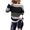 image:imageDokotoo Womens Sweaters Striped Fall Winter Outfits 2025 Crewneck Drawstring Color Block Fashion ClothingGray