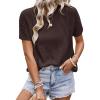 image:imageDokotoo Womens Tops Dressy Casual Summer Crewneck Short Sleeve Sweaters Knit Solid Trendy Hollow Out Shirts BlousesBrown