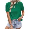 image:imageDokotoo Womens Tops Dressy Casual Summer Crewneck Short Sleeve Sweaters Knit Solid Trendy Hollow Out Shirts BlousesDark Green