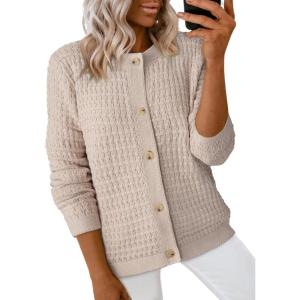 image:imageDokotoo Winter Cardigan Sweaters for Women 2025 Long Sleeve Open Front Button Down JacketSmoke Gray