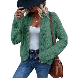 image:imageDokotoo Womens 2026 Fashion Casual Open Front Long Sleeve Chunky Knit Cardigans Sweaters Outerwear CoatsMist Green