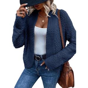 image:imageDokotoo Womens 2026 Fashion Casual Open Front Long Sleeve Chunky Knit Cardigans Sweaters Outerwear CoatsSail