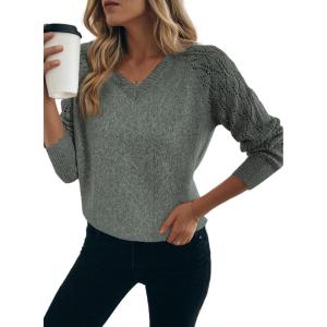 image:imageDokotoo Womens Crochet Sweaters 2025 Winter Casual Lightweight Long Sleeve Hollow Out Sweater TopsMist Green