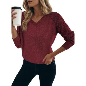 image:imageDokotoo Womens Crochet Sweaters 2025 Winter Casual Lightweight Long Sleeve Hollow Out Sweater TopsVine