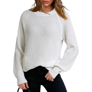 image:imageDokotoo Womens Oversized Cozy Sweaters 2025 Long Sleeve Waffle Knit Casual Chunky Pullover Sweater Winter ClothesWhite