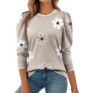 image:imageDokotoo Womens Sweaters 2025 Long Sleeve Crewneck Casual Tops Lightweight Wool Pullover Jumper ShirtsGray
