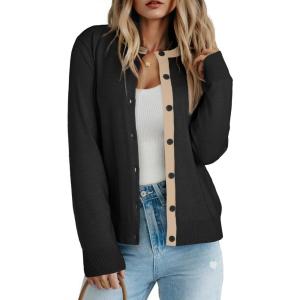 image:imageDokotoo Womens Wool Blend Lightweight Spring Business Casual Cardigan Sweaters TopsBlack