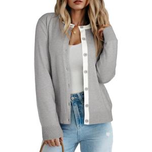 image:imageDokotoo Womens Wool Blend Lightweight Spring Business Casual Cardigan Sweaters TopsGrey