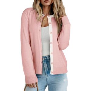 image:imageDokotoo Womens Wool Blend Lightweight Spring Business Casual Cardigan Sweaters TopsLightpink