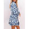 image:imageDokotoo Spring Dresses for Women 2026 Boho Floral Drawstring V Neck Smocked Long Sleeve Ruffle Tiered Chiffon Mini DressBlue