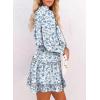 image:imageDokotoo Spring Dresses for Women 2026 Boho Floral Drawstring V Neck Smocked Long Sleeve Ruffle Tiered Chiffon Mini DressZ Print Floral 1