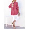 image:imageDokotoo Womens Casual Button V Neck Long Sleeve Shirts Oversized Solid Blouses TopsRose Red
