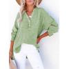 image:imageDokotoo Womens Casual Button V Neck Long Sleeve Shirts Oversized Solid Blouses TopsSmoke Green
