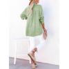 image:imageDokotoo Womens Casual Button V Neck Long Sleeve Shirts Oversized Solid Blouses TopsSmoke Green