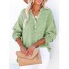 image:imageDokotoo Womens Casual Button V Neck Long Sleeve Shirts Oversized Solid Blouses TopsSmoke Green