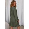 image:imageDokotoo Womens Dresses Spring Summer Elegant Lace Hollow Out Embroidered V Neck Long Sleeve Casual ALine Swing Mini DressArmy Green