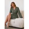 image:imageDokotoo Womens Dresses Spring Summer Elegant Lace Hollow Out Embroidered V Neck Long Sleeve Casual ALine Swing Mini DressArmy Green