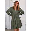 image:imageDokotoo Womens Dresses Spring Summer Elegant Lace Hollow Out Embroidered V Neck Long Sleeve Casual ALine Swing Mini DressArmy Green
