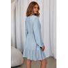 image:imageDokotoo Womens Dresses Spring Summer Elegant Lace Hollow Out Embroidered V Neck Long Sleeve Casual ALine Swing Mini DressLight Blue