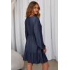 image:imageDokotoo Womens Dresses Spring Summer Elegant Lace Hollow Out Embroidered V Neck Long Sleeve Casual ALine Swing Mini DressNavy Blue